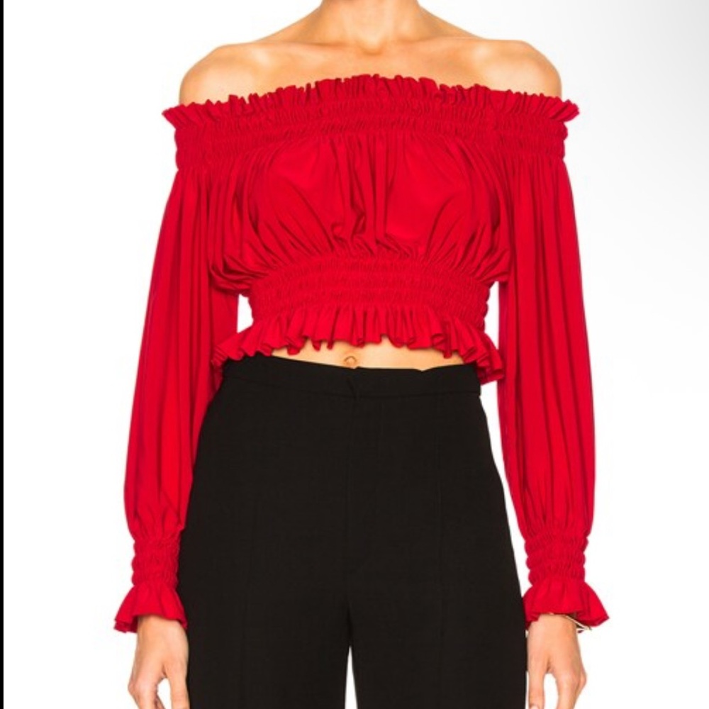 Norma Kamali Red Off-Shoulder Blouse